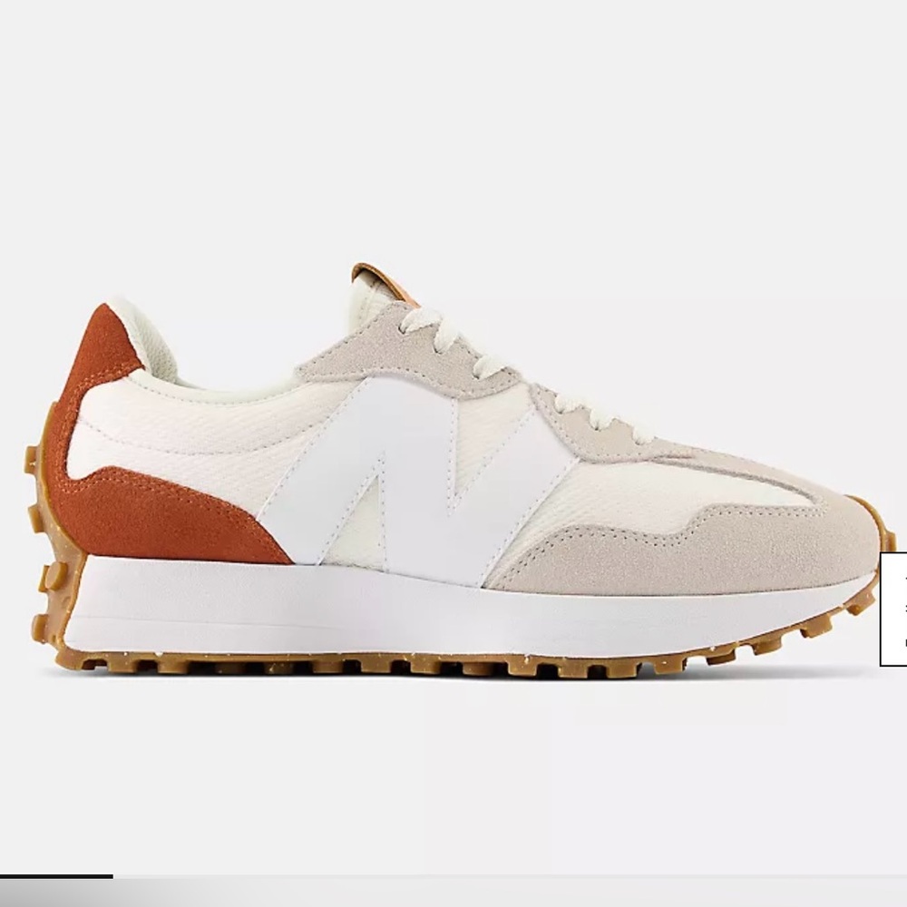 New Balance 327 Women’s Sneaker in White, Beige & Rust